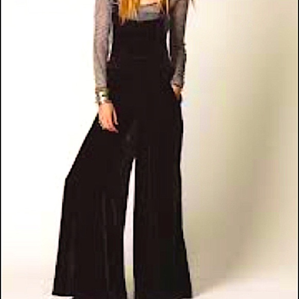 Free people plum purple velvet wide leg overalls